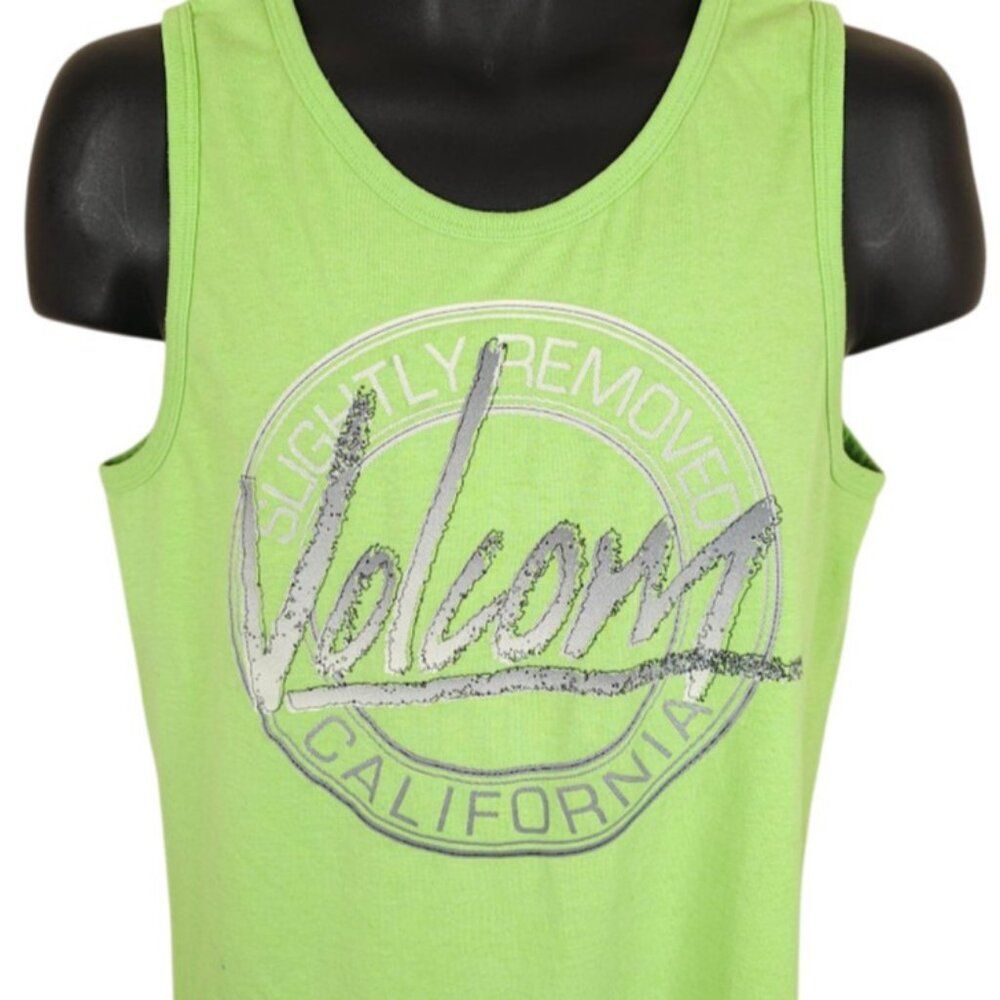 Volcom Tank Top Mens Size Small Lime Green California Surf And Skate Made In USA
